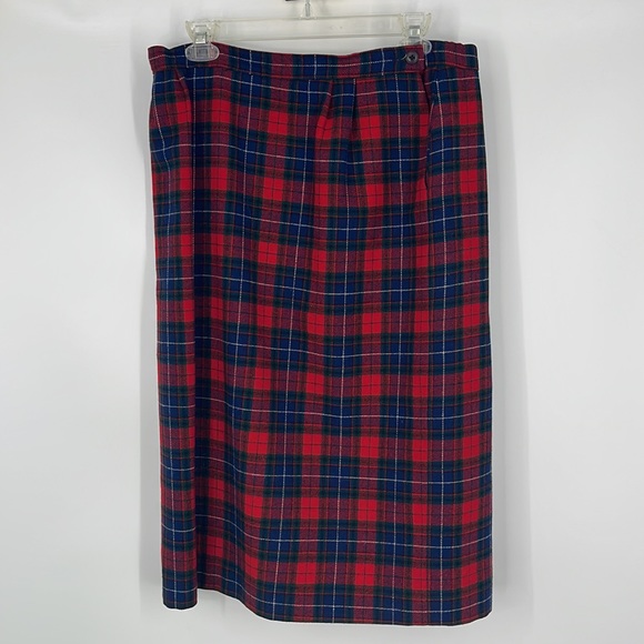 Pendleton red and blue squared pattern 100% virgin wool jacket and skirt - Picture 11 of 15